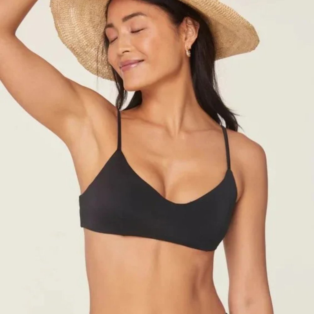 ANDIE Swim Womens The Molokai Bikini Top Black Size Small NWT